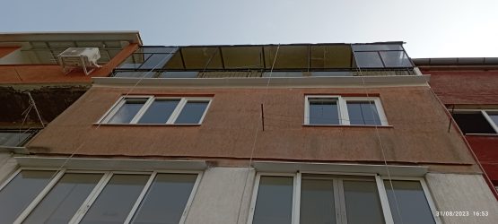 Обрушване и възстановяване на чело на балкон от алпинисти. Ремонт на балкон и монтаж на алуминиев перваз в квартал Надежда