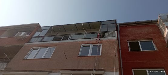 Обрушване и възстановяване на чело на балкон от алпинисти. Ремонт на балкон и монтаж на алуминиев перваз в квартал Надежда
